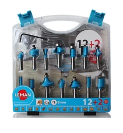 LEMAN - Coffret 12+2 Mèches De Défonceuse (Diamètre De Queue : 8mm)