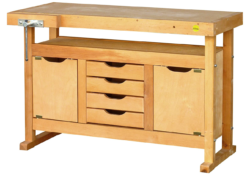 OUTIFRANCE - 0013112 Etabli Bois à Caisson 1200mm - 2 Portes / 4 Tiroirs