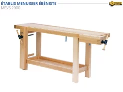 ETABLIS FRANCOIS - MEVS Établi Menuisier Ébéniste Avec Presse Avant Verticale VE24 (1500, 2000, 2200, 2500 Mm)