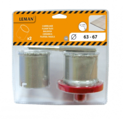 LEMAN - Lot De 2 Trépans ø 63 Et 67 Mm Avec Embase Et Foret Pilote -Scheppach Soldes Magasin LEMAN Lot de trepans dia 63 et 67 avec embase et foret p 1