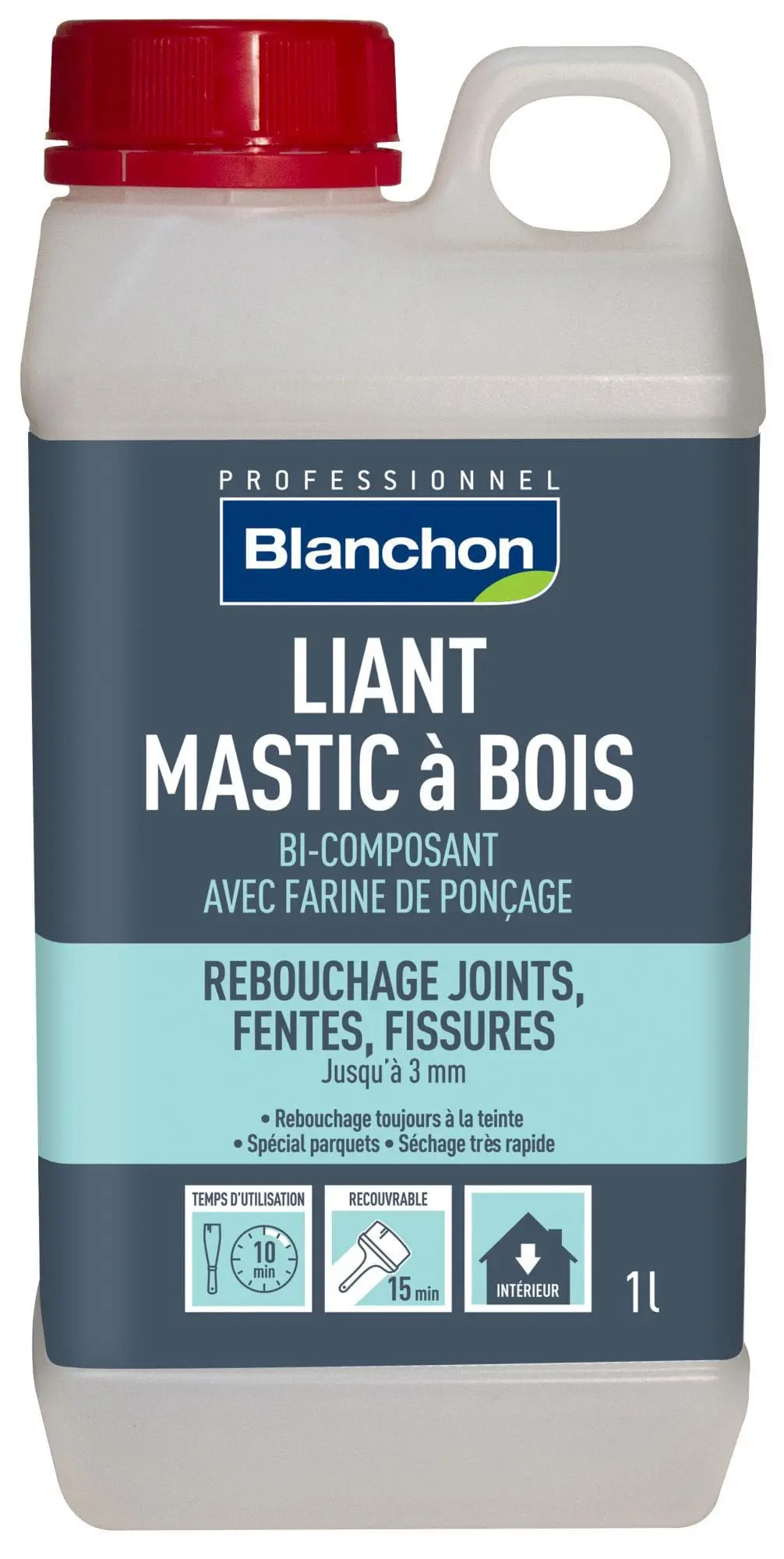 BLANCHON - Liant Mastic à Bois - Reboucheur à Teinter à La Poussière De Bois - 1L, 5L Ou 10L 1 BLANCHON - Liant Mastic à Bois - Reboucheur à Teinter à La Poussière De Bois - 1L, 5L Ou 10L