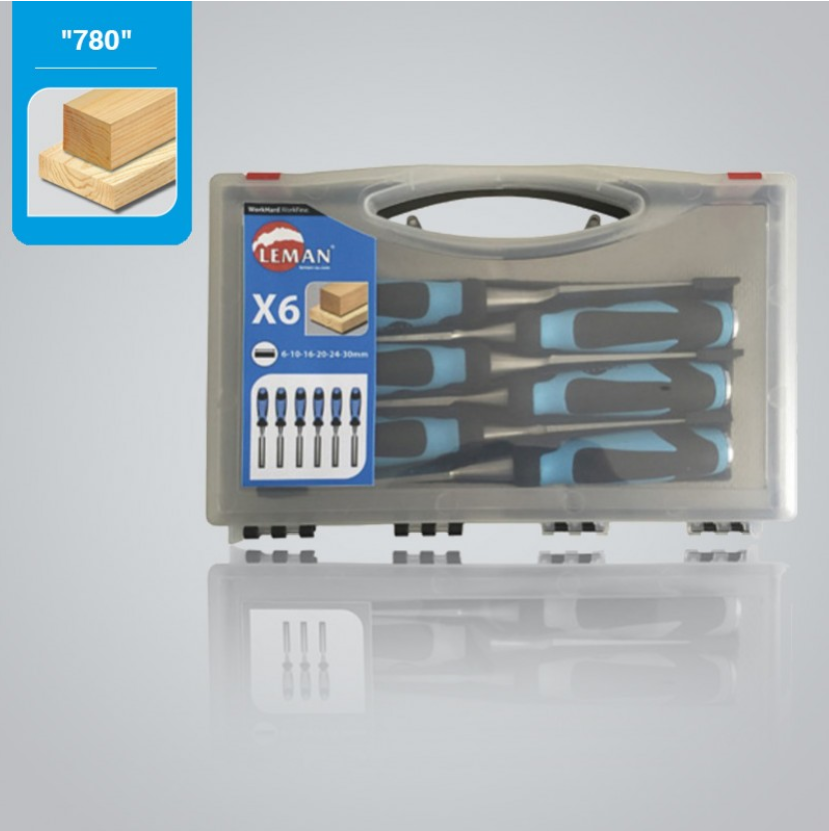 LEMAN - Coffret De 6 Ciseaux à Bois / Manche Bi-matière Largeurs 6 /10 /16 /20 /24 Et 30mm 1 LEMAN - Coffret De 6 Ciseaux à Bois / Manche Bi-matière Largeurs 6 /10 /16 /20 /24 Et 30mm