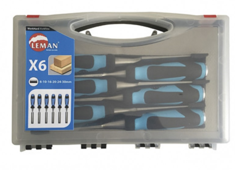 LEMAN - Coffret De 6 Ciseaux à Bois / Manche Bi-matière Largeurs 6 /10 /16 /20 /24 Et 30mm 2 LEMAN - Coffret De 6 Ciseaux à Bois / Manche Bi-matière Largeurs 6 /10 /16 /20 /24 Et 30mm – Image 2