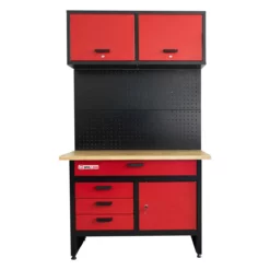 HOLZMANN - WHL1200 - Établi Métallique Avec Armoire Murale Et Panneau Perforé