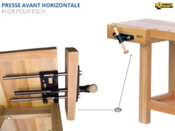 ETABLIS FRANCOIS ÉTABLIS FRANÇOIS - ESCH Etablis Sculpteur / Luthier Avec Presse Avant Horizontale PH28 -Scheppach Soldes Magasin presse horizontale etablis bois PH28 2 1